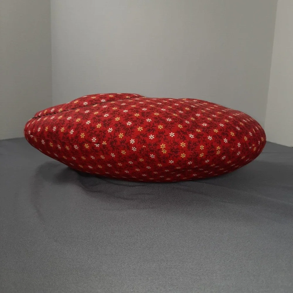 Vintage Handmade Dog Throw Pillow Red‎ Calico Floral Puppy Cottagecore Country